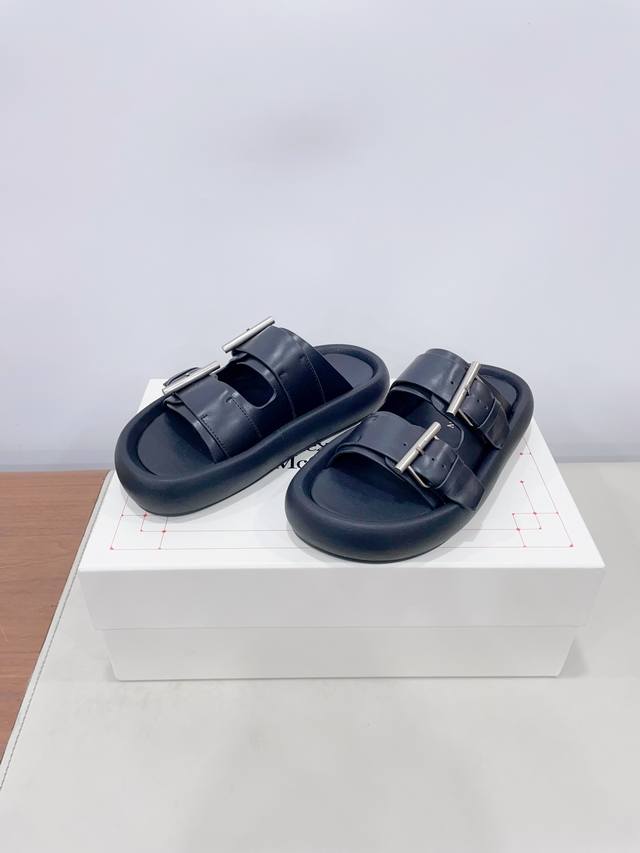 Price: 2025 Alexander Mcqueen New Arc Thick-Soled Leather Sandals, Couple's Styl