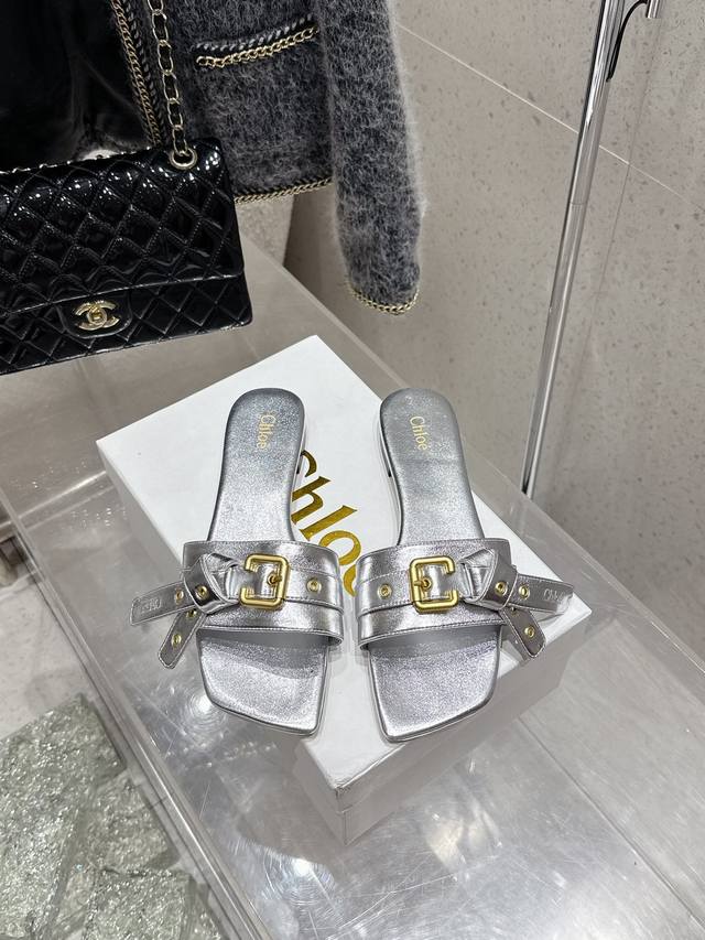 Chloe 25 Spring/Summer New Arrival Absolutely Stunning Bow-Tied Square-Toe Flat
