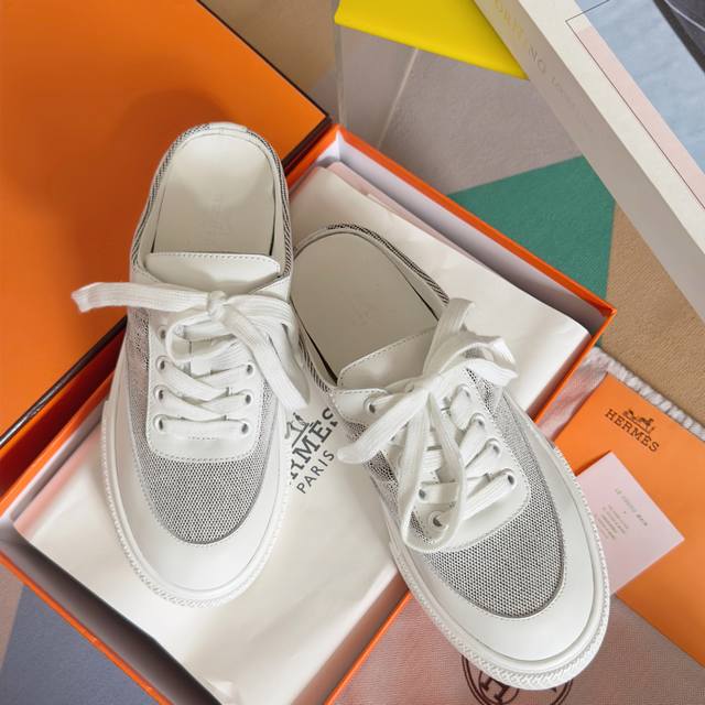 Top Version: Women's Hermes Keep Series Half-Slip Casual Sneakers Skateboard Sho