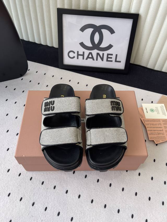 Miu Miu New Summer Canvas Slippers High Version Available Lightweight And Comfor
