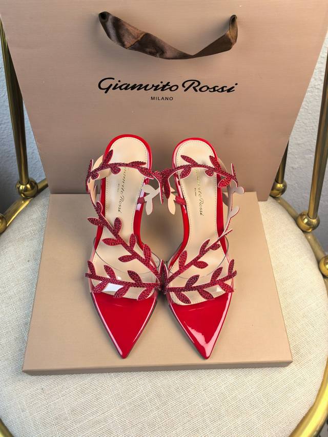 Factory Batch: Rhinestone-Embellished Gianvito Rossi Latest Vine Laurel Leaf Hee