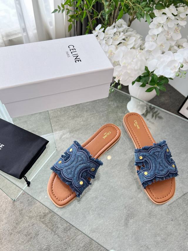 2025 Spring/Summer Cei*E Selene Best-Selling Arc De Triomphe Denim Logo Sandals