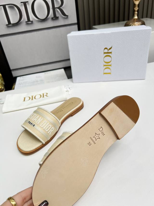 Cd Dior Women's Vintage Embroidered Leather-Soled Slippers. Christian Dior Has A