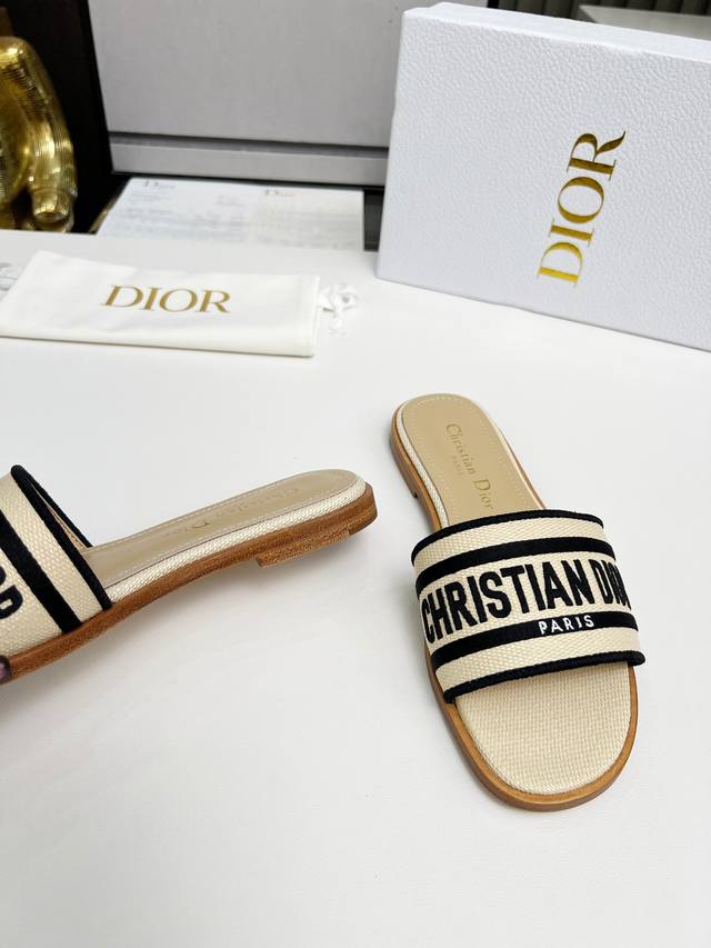 Cd Dior Women's Vintage Embroidered Leather-Soled Slippers. Christian Dior Has A