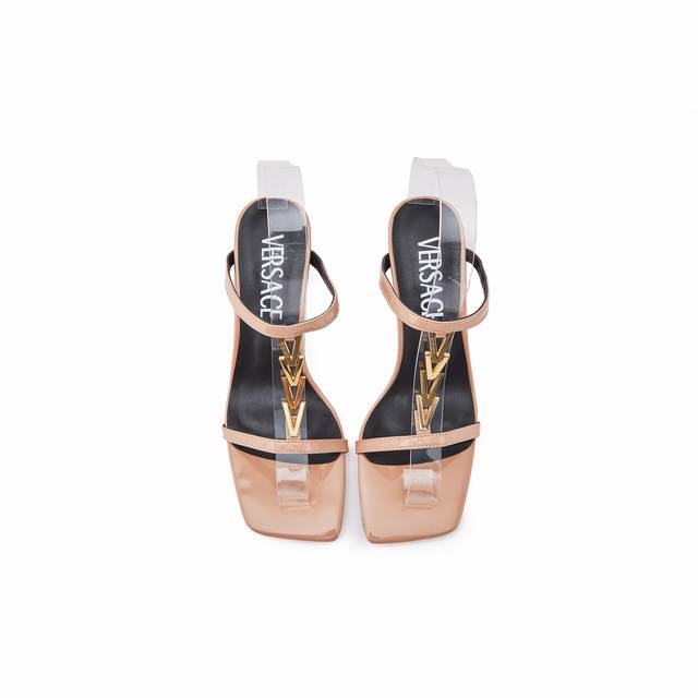 3692-5 Versace New-Style Heeled Sandals, Cowhide Leather Upper, Lambskin Lining,