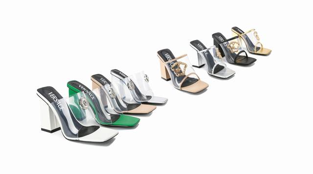 3389-1 Versace New High-Heeled Transparent Sandals, Comfortable And Non-Fatiguin