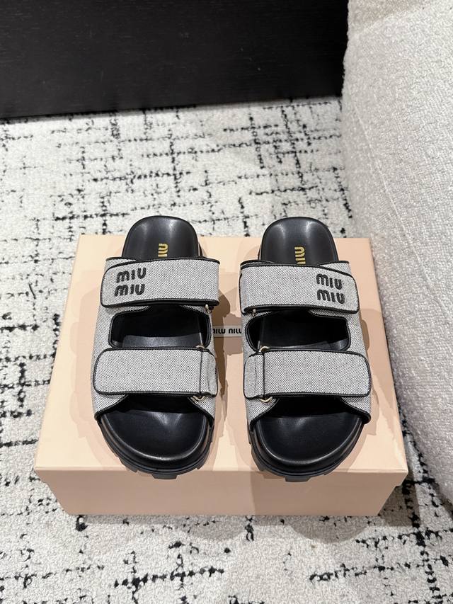 Miu Miu | Miu Miu 25 Spring/Summer New Arrival Velcro Strap Sandals Beach Shoes