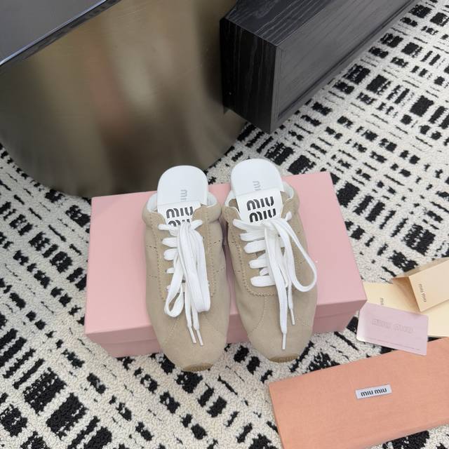Top-Tier Version, Fabric And Leather, 230 Mm Miu Miu Slip-On Shoes, Official Web