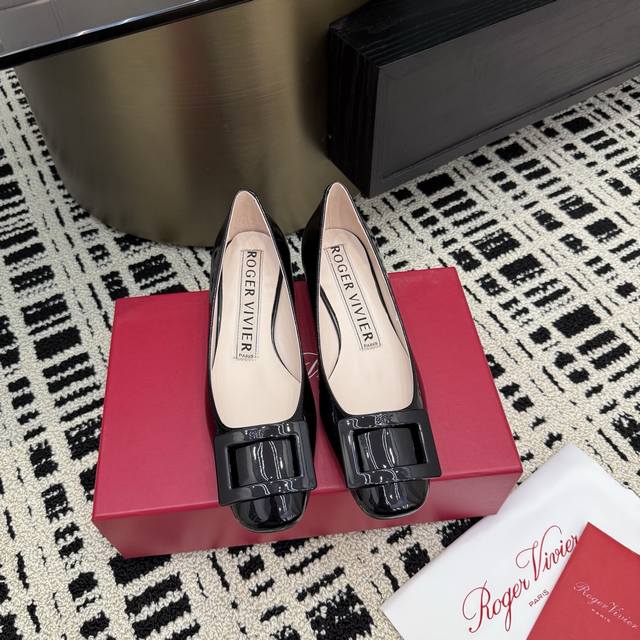 Factory Price Roger Vivie* Rv Classic Square Buckle Chunky Heel Mary Jane Shoes