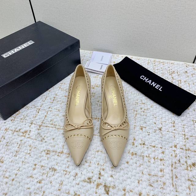 Factory-Direct High-End Version Chanel 25Ss Latest Bow-Tie High-Heel Single Shoe