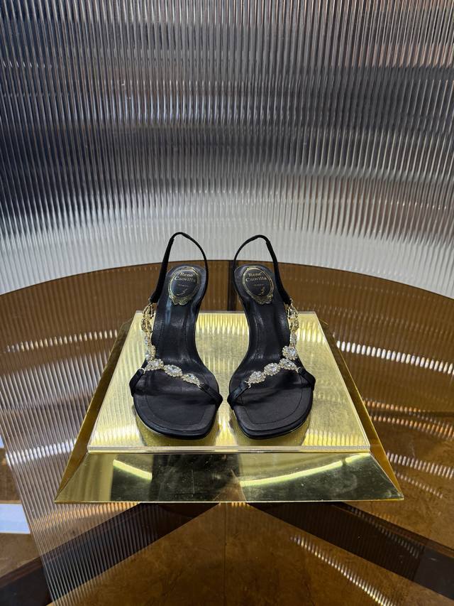 Top-Tier Version R C 2025S Reworked Rc Crystal Gemstone High-Heel Sandal Series.