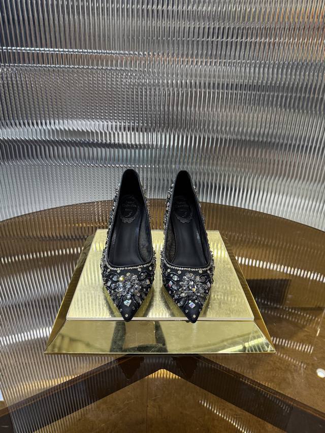 R C 2025S Heavy-Duty Rc Crystal Pearl Gemstone Lace High-Heel Wedding Shoes Seri