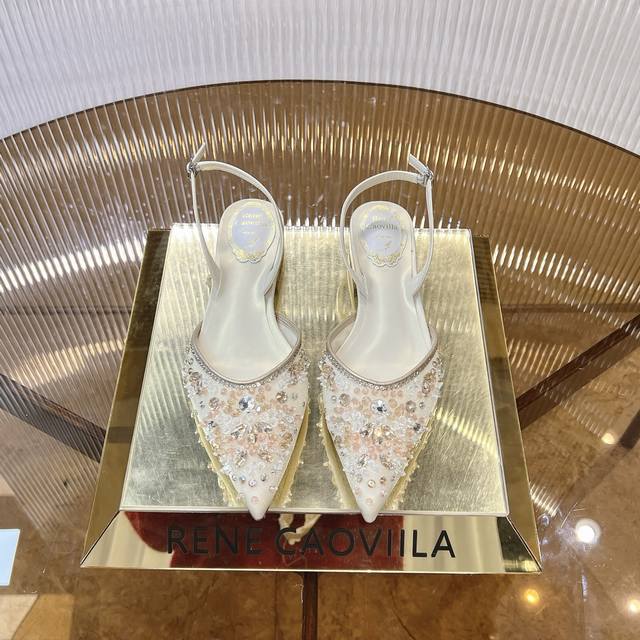 Premium Edition R C 2025S Heavy-Duty Rc Crystal Gemstone Open-Back Flat Heel San