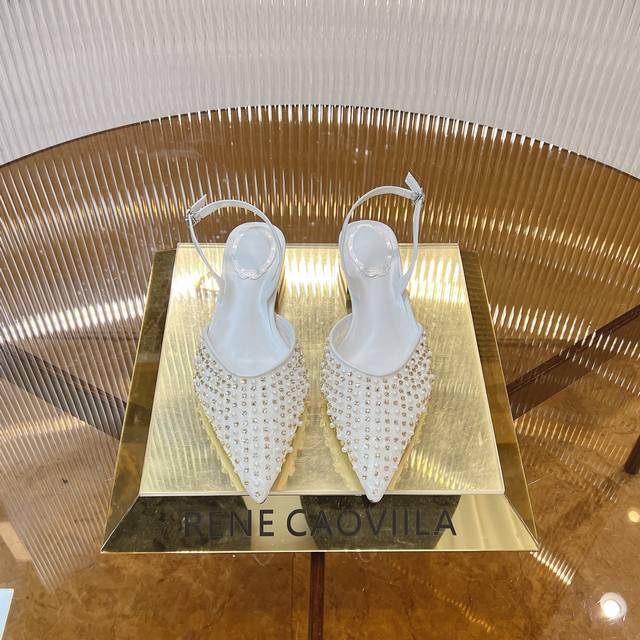 R C S Heavy-Duty Rc Crystal Pearl Gem Lace Flat Heel Wedding Shoe Series. Upper: