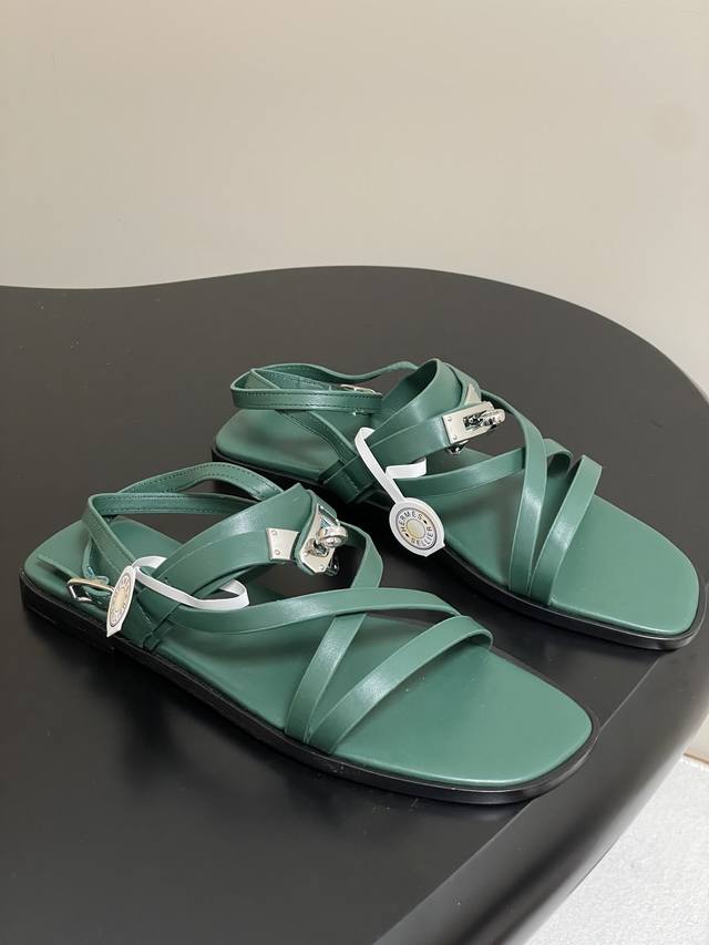 Top-Quality Hermes June Sandal Series H-Shaped Kelly Buckle Strappy Roman Sandal