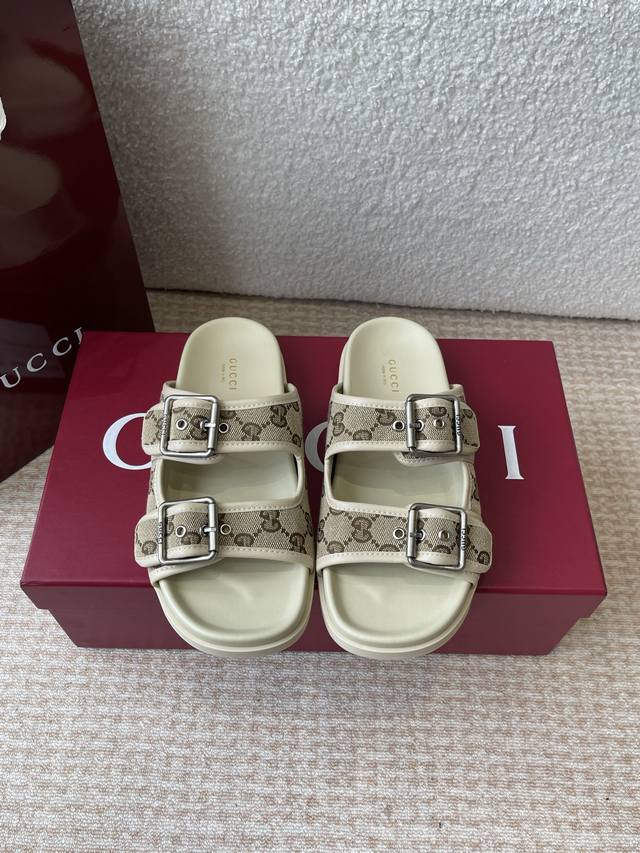 Gucci 25Ss Spring/Summer Series Gg Diamond-Patterned Beach Flat Sandals Crafted