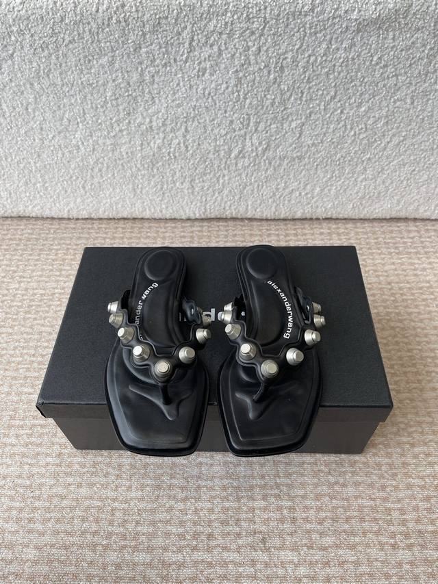 Alexander Wang 25Ss Spring Bestseller New Arrival Studded Thong Sandals, Sexy St