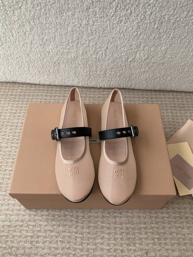 Miumiu Miu Miu 25 Summer New Arrival Mary Jane Ballet Dance Shoes Flat Simple Si