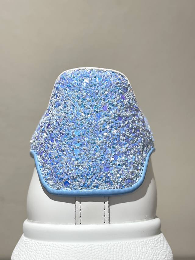 New Crystal Blue Sequins Sheepskin Lining Women's And Men's Sizes 34-40 Cowhide