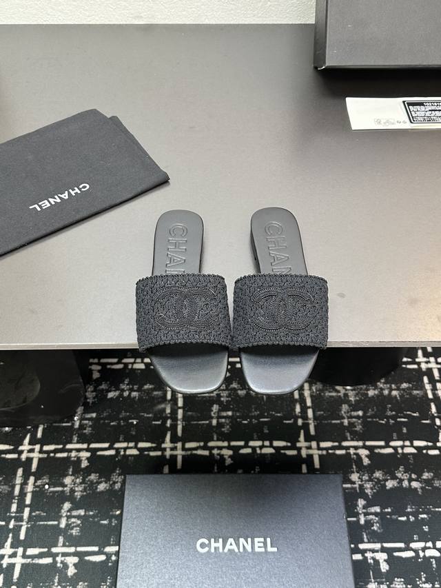 Factory Price Chane* | Chanel 24P New Arrival Knitted Double C Flat Sandals Must