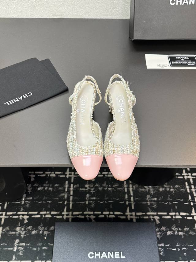 Chanel+L Classic Slingback Chanel-Style Open-Back Sandals Just As Coco Chanel On