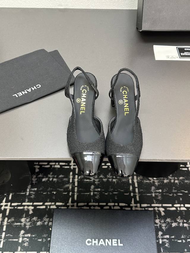 Chanel+L Classic Slingback Chanel-Style Open-Back Sandals Just As Coco Chanel On