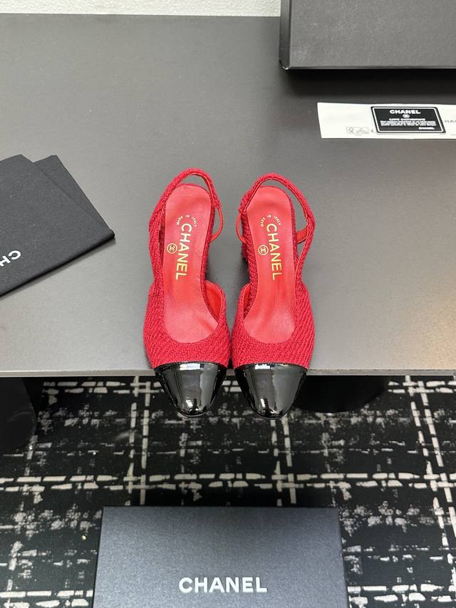 Chanel+L Classic Slingback Chanel-Style Open-Back Sandals Just As Coco Chanel On