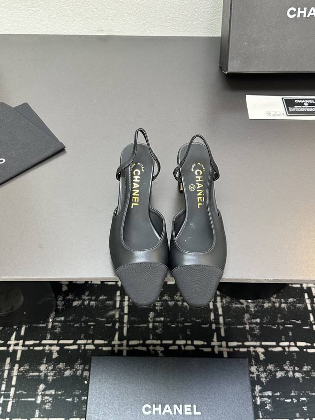 Chanel+L Classic Slingback Chanel-Style Open-Back Sandals Just As Coco Chanel On