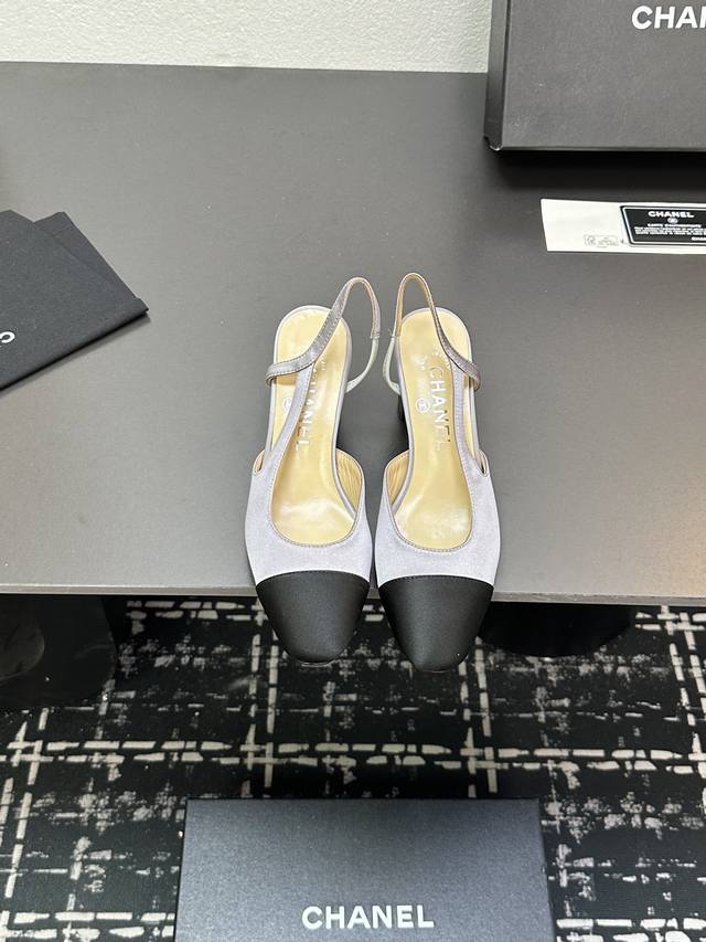 Chanel+L Classic Slingback Chanel-Style Open-Back Sandals Just As Coco Chanel On