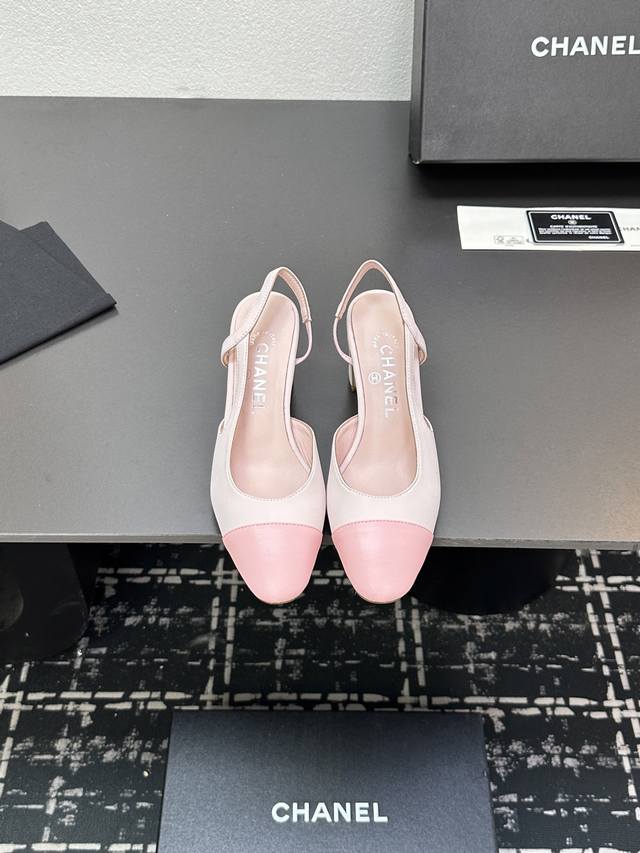 Chanel+L Classic Slingback Chanel-Style Open-Back Sandals Just As Coco Chanel On