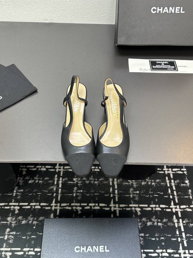 Chanel+L Classic Slingback Chanel-Style Open-Back Sandals Just As Coco Chanel On