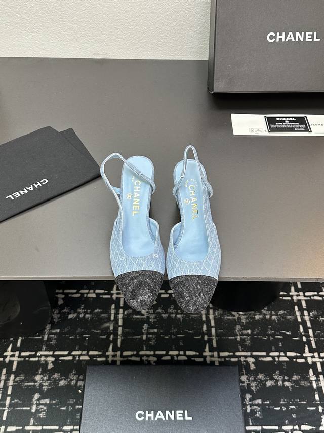 Chanel+L Classic Slingback Chanel-Style Open-Back Sandals Just As Coco Chanel On