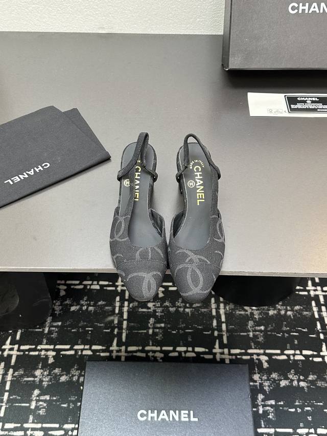 Chanel+L Classic Slingback Chanel-Style Open-Back Sandals Just As Coco Chanel On