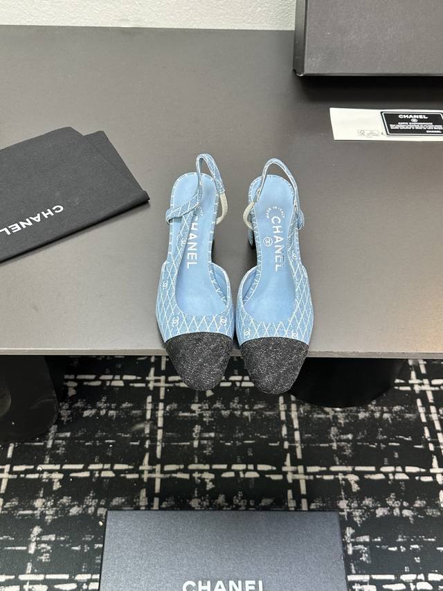 Chanel+L Classic Slingback Chanel-Style Open-Back Sandals Just As Coco Chanel On
