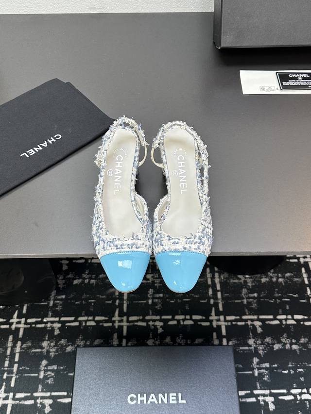 Chanel+L Classic Slingback Chanel-Style Open-Back Sandals Just As Coco Chanel On
