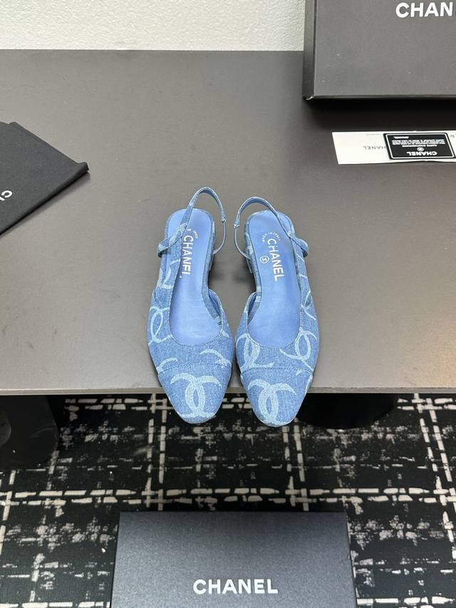 Chanel+L Classic Slingback Chanel-Style Open-Back Sandals Just As Coco Chanel On