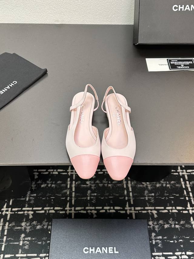 Chanel+L Classic Slingback Chanel-Style Open-Back Sandals Just As Coco Chanel On