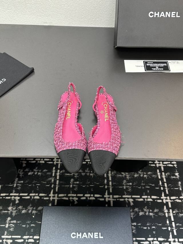 Chanel+L Classic Slingback Chanel-Style Open-Back Sandals Just As Coco Chanel On
