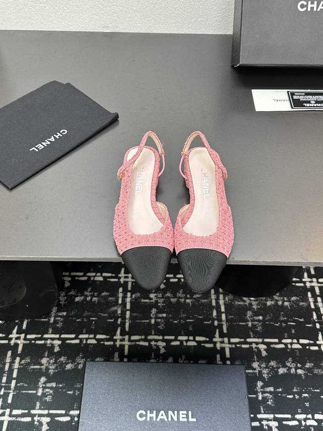 Chanel+L Classic Slingback Chanel-Style Open-Back Sandals Just As Coco Chanel On