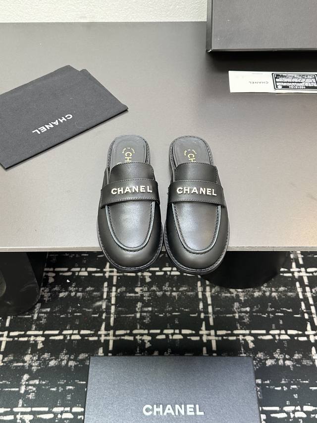 P Half-Slip-On Shoes 2025 Spring New Arrival Chanel Small Diamond Buckle Letter