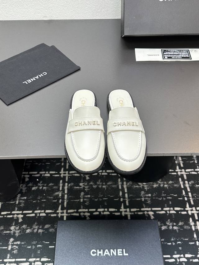 P Half-Slip-On Shoes 2025 Spring New Arrival Chanel Small Diamond Buckle Letter