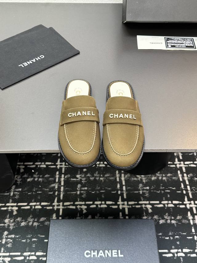 P Half-Slip-On Shoes 2025 Spring New Arrival Chanel Small Diamond Buckle Letter