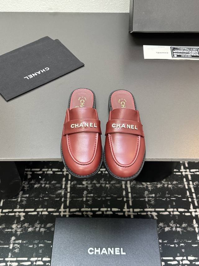 P Half-Slip-On Shoes 2025 Spring New Arrival Chanel Small Diamond Buckle Letter