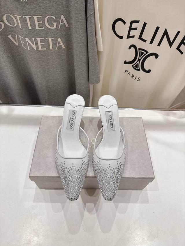 High-Heeled Sandals With Rhinestones, Original Last, Perfect Lines, Simple And E