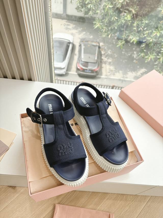 Factory-Direct Top-Tier Version Miu Miu 25S New Arrival Platform Sandal Miu Miu