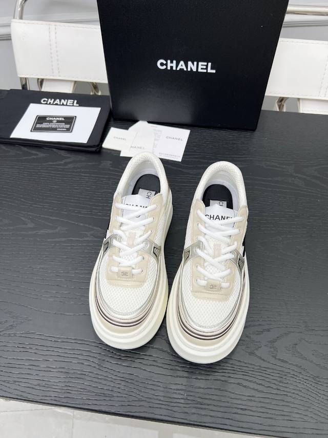 Factory Chanel Early Spring Resort Collection Latest Casual Sneakers Silver Whit