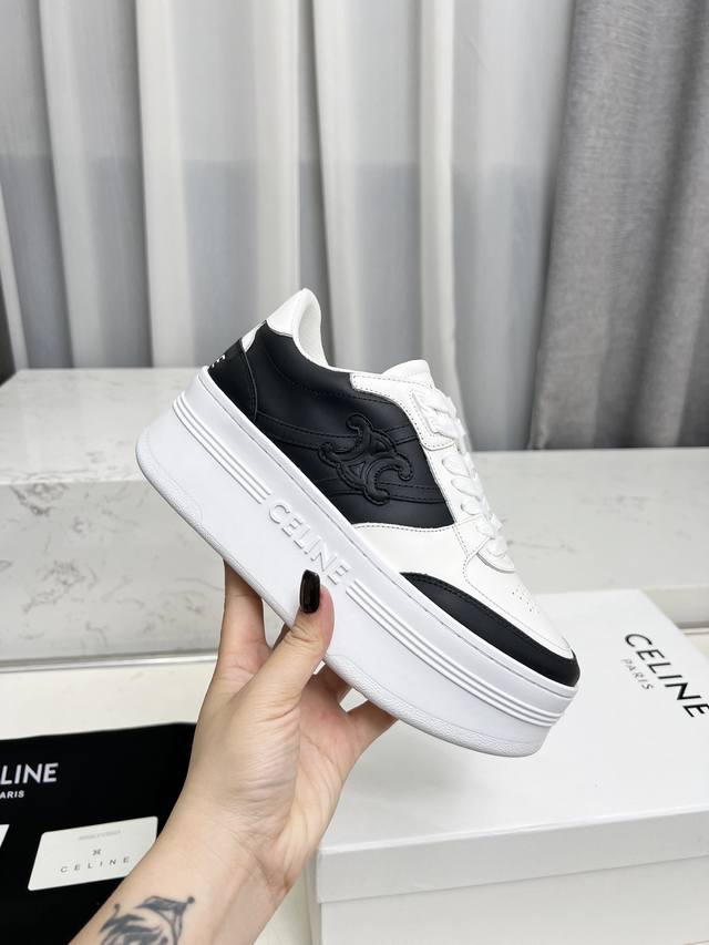 Ct-11 Celine Spring/Summer Arc De Triomphe Logo Casual Sneakers. Minimalist Desi