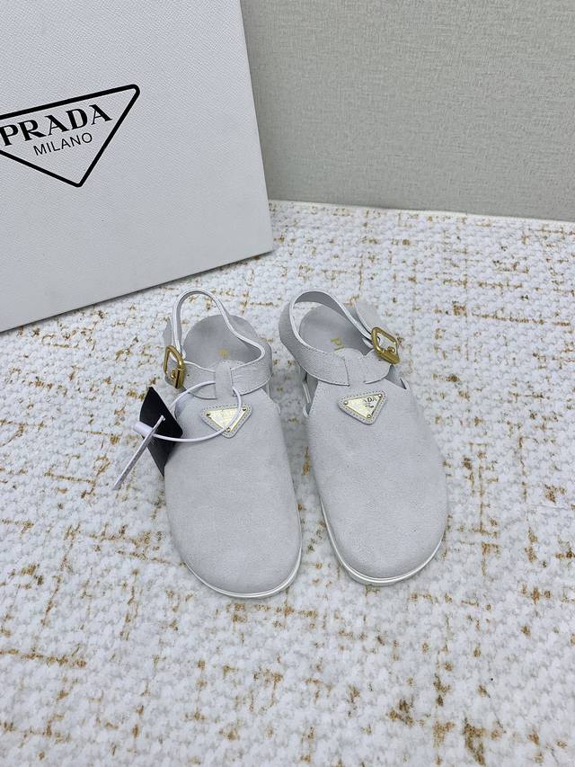 Factory-Made High-End Version Prada 25 New Model Ankle-Strap Birkenstock Sandals
