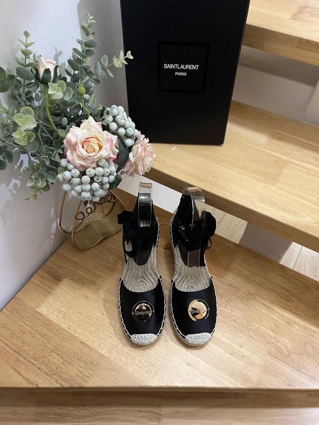 Saint Laurent 2025 Early Spring Wedge Heel Logo Fisherman Shoes With Ysl Logo, H