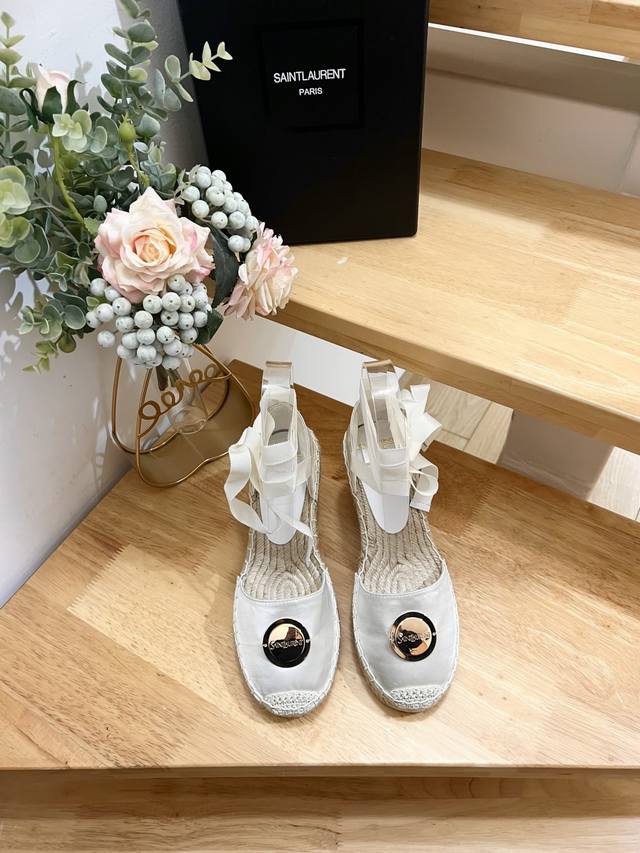 Saint Laurent 2025 Early Spring Sloped Heel Logo Fisherman Shoes With Ysl Logo,